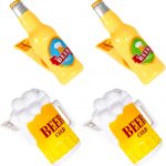 QKURT 4 Pieces Beach Towel Clips,Creative Beer Bottles Towel Clips for Sun Loungers,Large Laundry Clothes Pegs