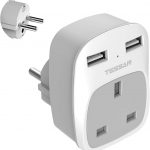 UK to European EU Travel Adapter with 2 USB Ports